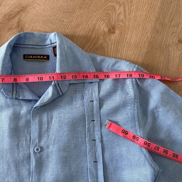 Men's Unisex Guayabera Havana/Cuban Style Linen Blend Shirt sz S - Vintage Surf - Picture 8 of 12